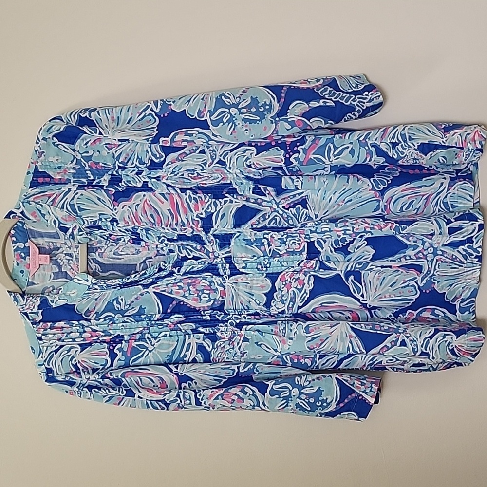Lilly Pulitzer Preppy Dylan Tunic multi palm beach pop over blouse Size Medium
